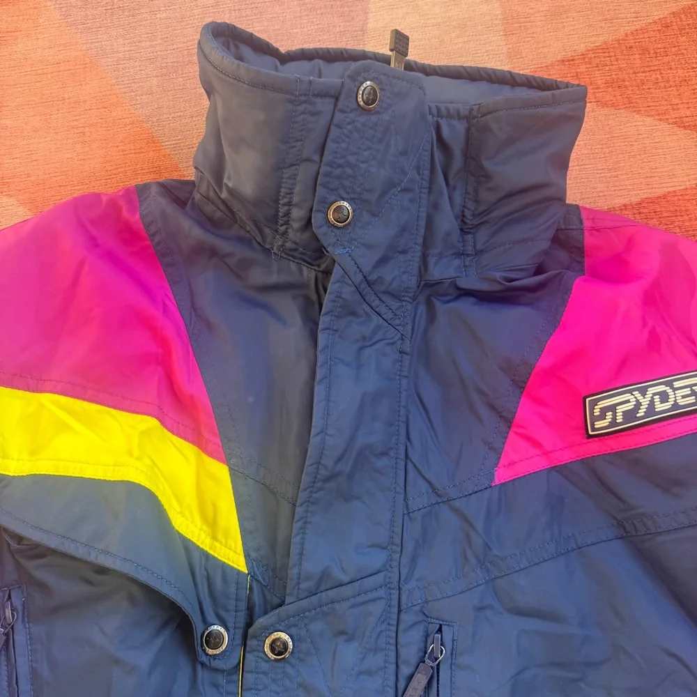Vtg SPYDER Thinsulate Entrant Mens 80s Retro Winter Jacket L with Packable Hood - Picture 13 of 16